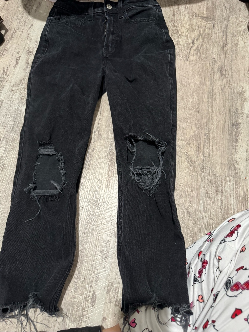 Hollister Distressed Black Straight-Leg Jeans